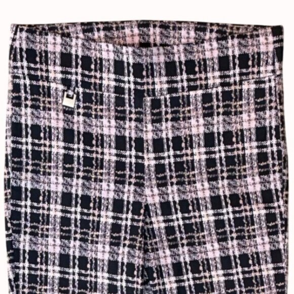 Preswick Moore Glen Plaid Pants Size M Pull On Lavender Ankle Stretch Casual Chi - Picture 8 of 13